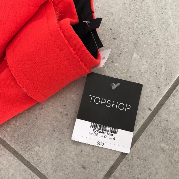 Topshop Bright Red Front Slit Skirt - Picture 5 of 5